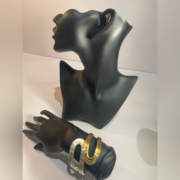 Two Tone Hinged Metal Bracelet - Picture 3 of 5